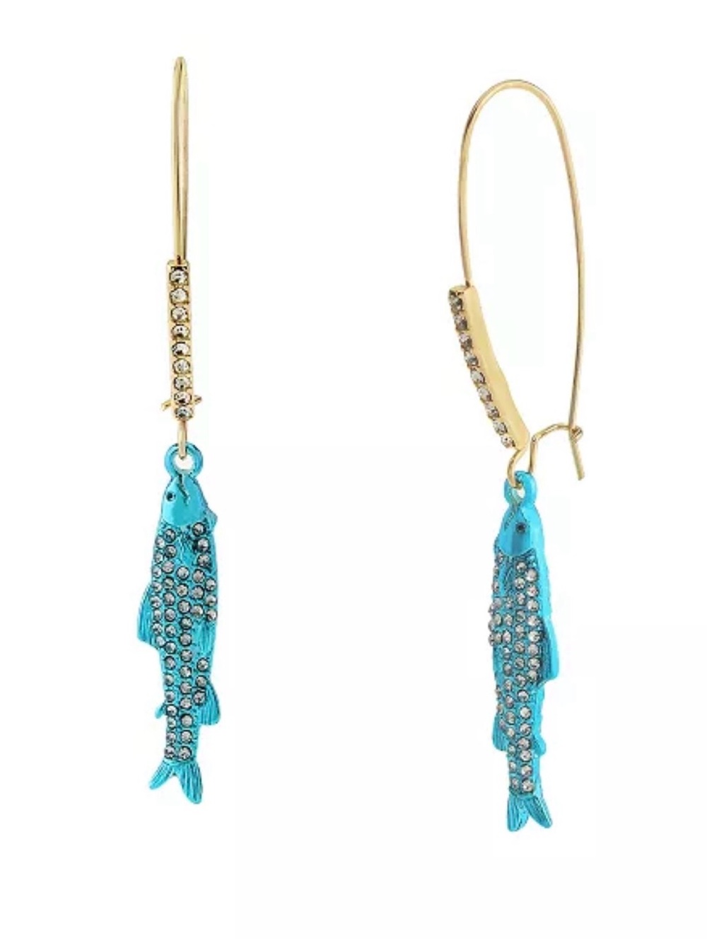 Brand New Betsey Johnson in Blue/Green Girl Dinner Sardines Dangle Earrings